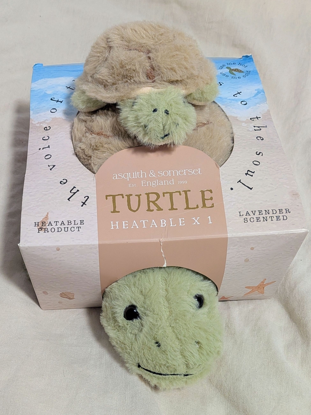NWT Asquith & Somerset Green Turtle Heatable Plush - Lavender Scented England